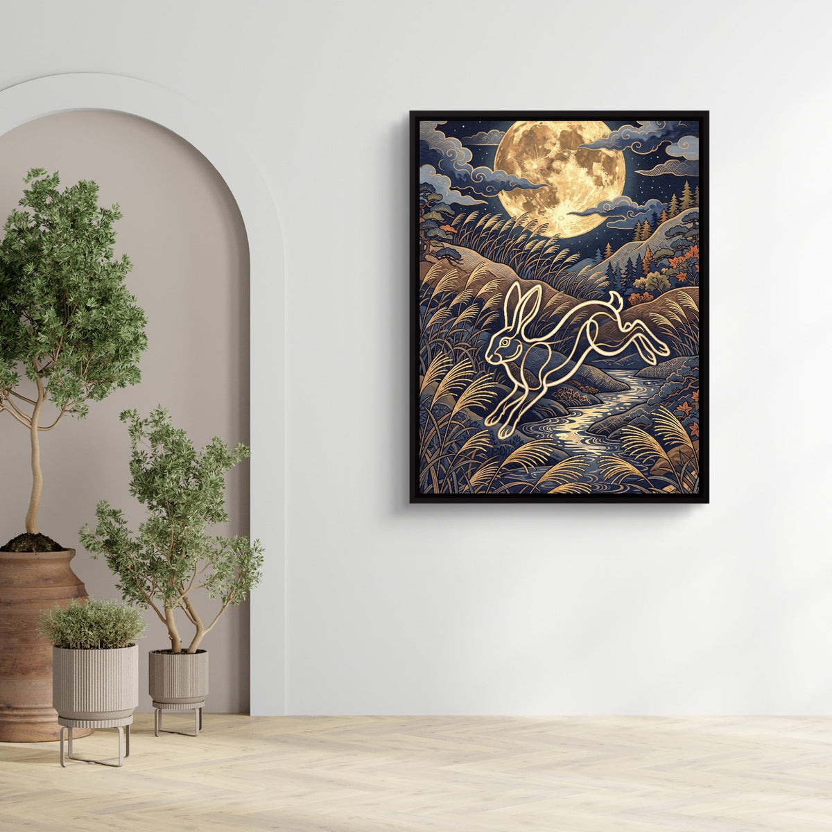 Rabbit Leaping Stream - Luxury Wall Art
