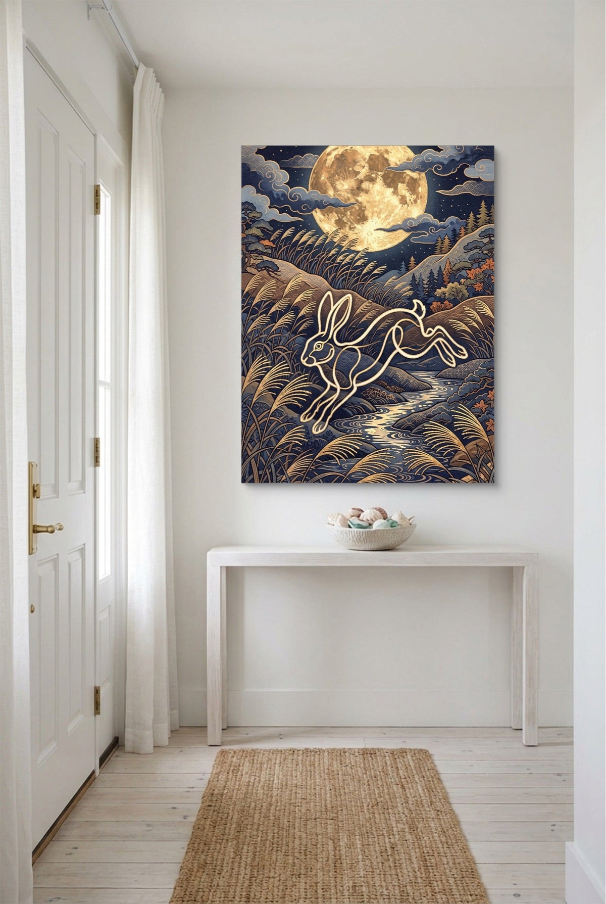 Rabbit Leaping Stream - Luxury Wall Art