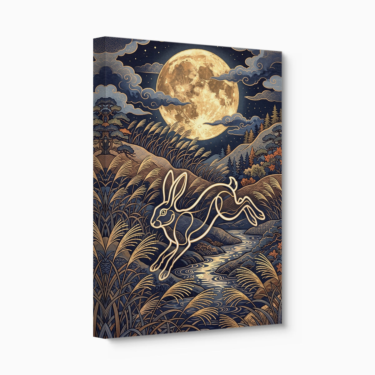 Rabbit Leaping Stream - Luxury Wall Art