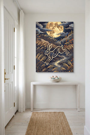 Rabbit Leaping Stream — rabbit leaping stream p small room with table 1port flush print