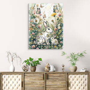 Rabbits Clover Meadow — rabbits clover meadow sq beach cabinet 1port flush print