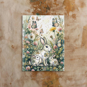 Rabbits Clover Meadow — rabbits clover meadow sq bed 1 clay beige 1port flush print