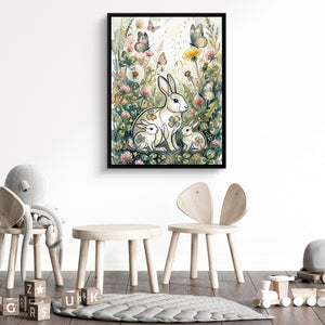 Rabbits Clover Meadow — rabbits clover meadow sq kids room 1 1port framed black