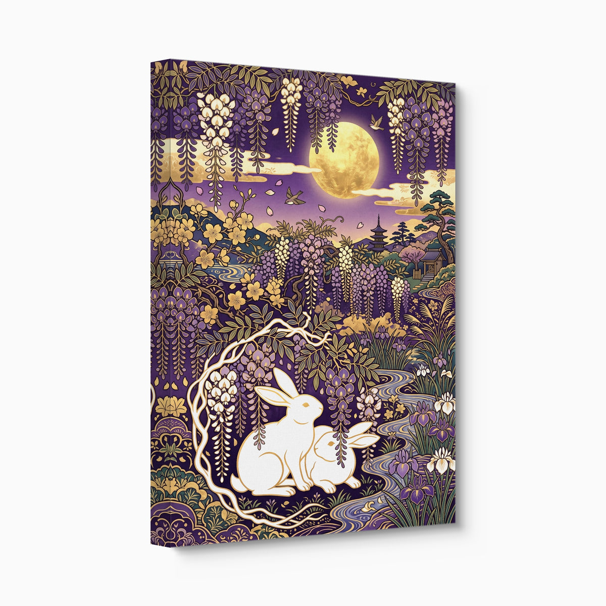 Rabbits Golden Night — rabbits golden night angled flush print