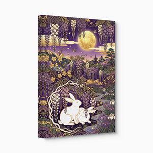 Rabbits Golden Night — rabbits golden night angled flush print