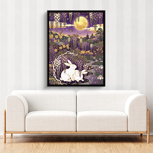 Rabbits Golden Night — rabbits golden night sq cute couch cbrown couch 1port framed black