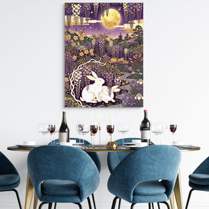 Rabbits Golden Night — rabbits golden night sq dining room tables 1port flush print
