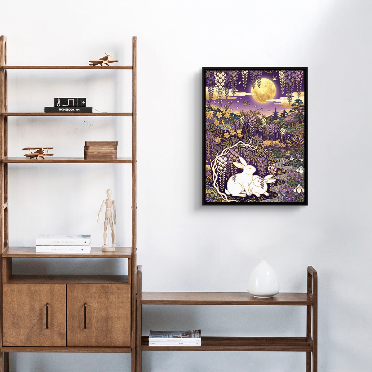 Rabbits Golden Night — rabbits golden night sq living room stand 1port framed black