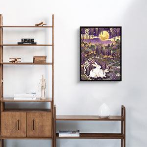 Rabbits Golden Night — rabbits golden night sq living room stand 1port framed black