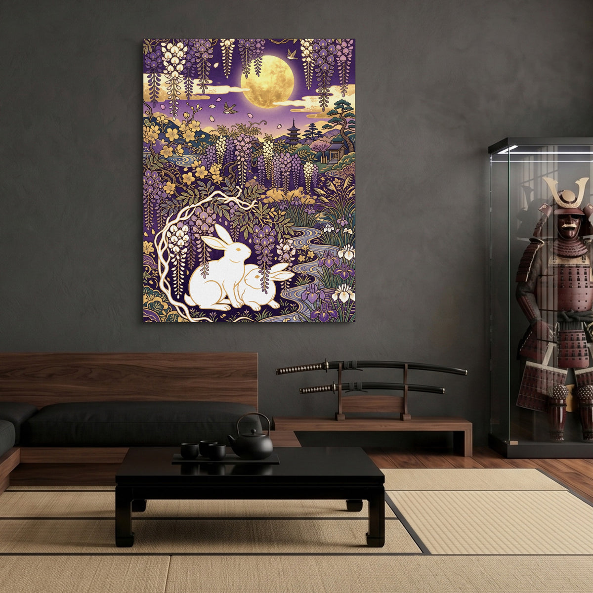 Rabbits Golden Night — rabbits golden night sq samurai den 1port flush print
