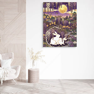 Rabbits Golden Night — rabbits golden night sq white chair wall 1port flush print