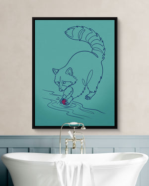 Raccoon Line Art — raccoon line art psd white wall green bath 1port framed black