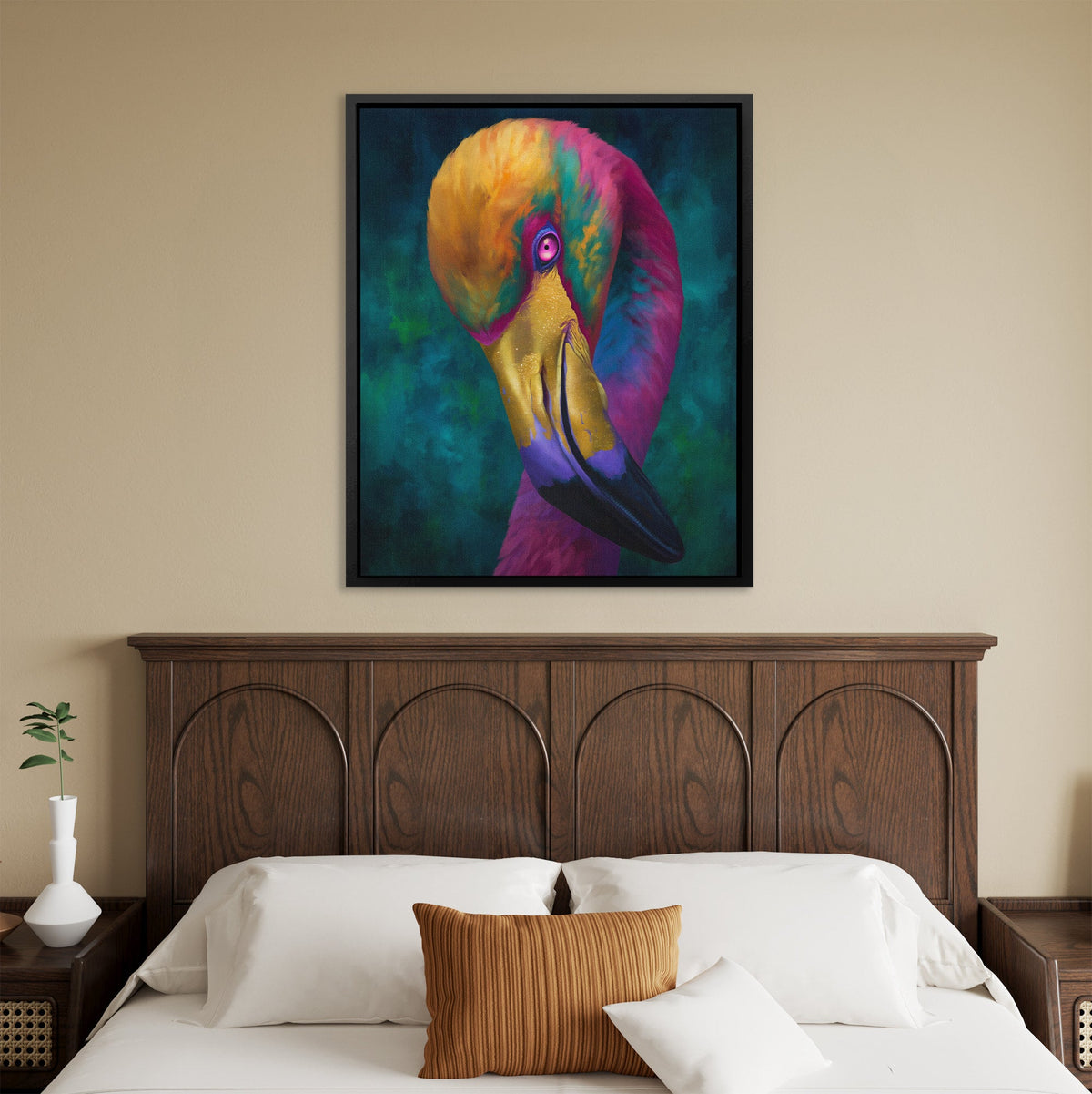 Rainbow Flamingo Preening - Luxury Wall Art