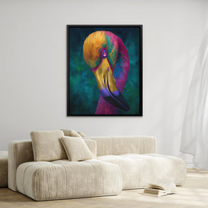 Rainbow Flamingo Preening - Luxury Wall Art