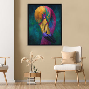 Rainbow Flamingo Preening - Luxury Wall Art