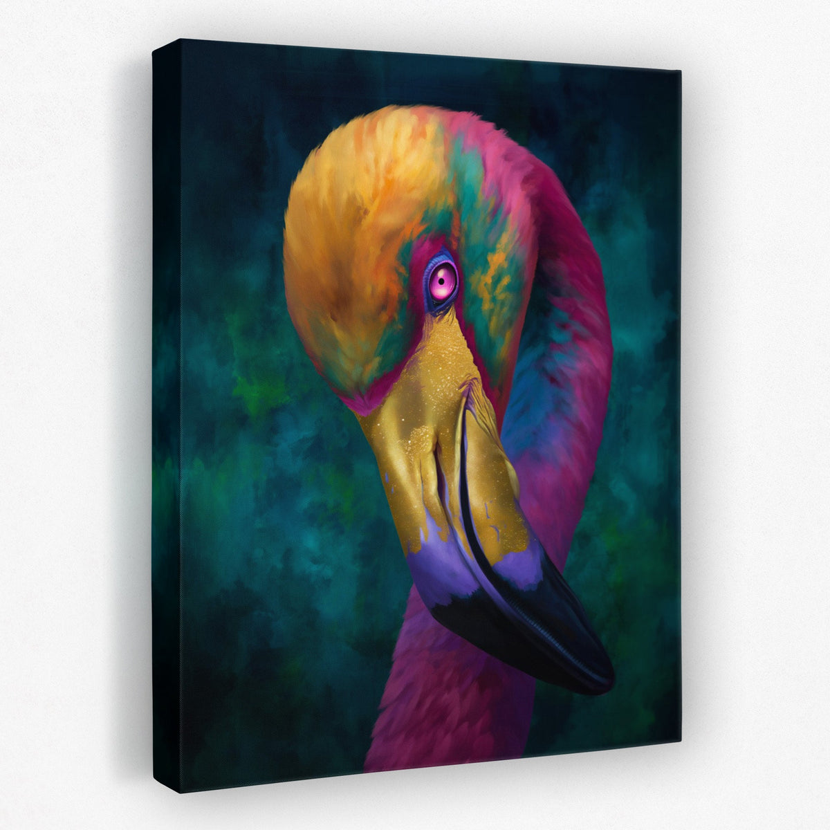 Rainbow Flamingo Preening - Luxury Wall Art