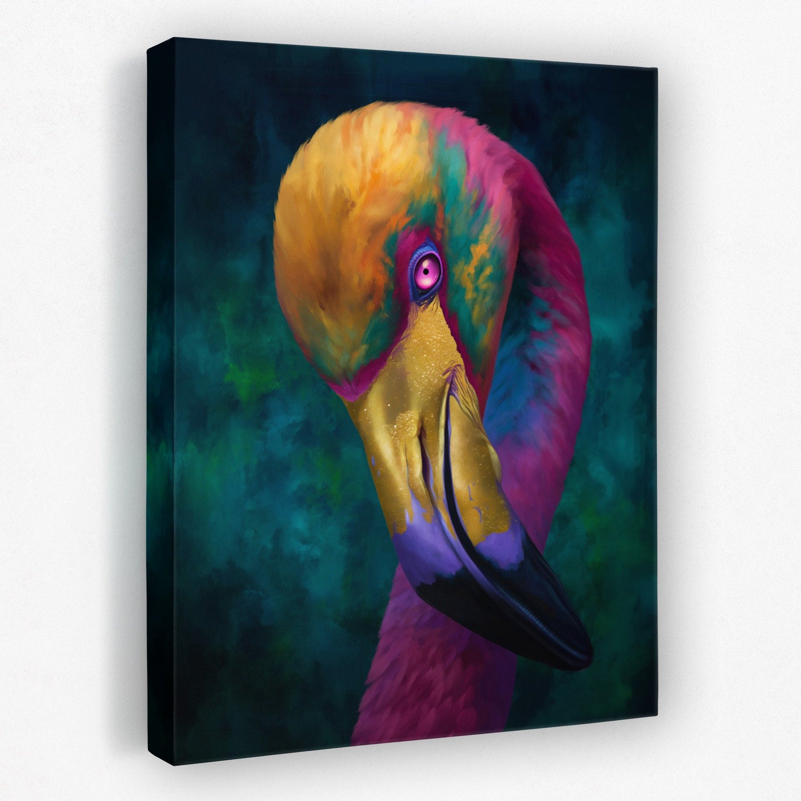 Rainbow Flamingo Preening - Luxury Wall Art