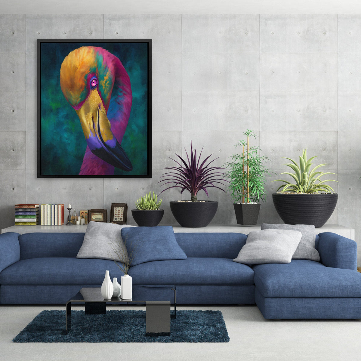 Rainbow Flamingo Preening - Luxury Wall Art