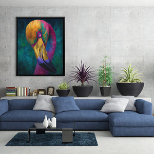 Rainbow Flamingo Preening - Luxury Wall Art