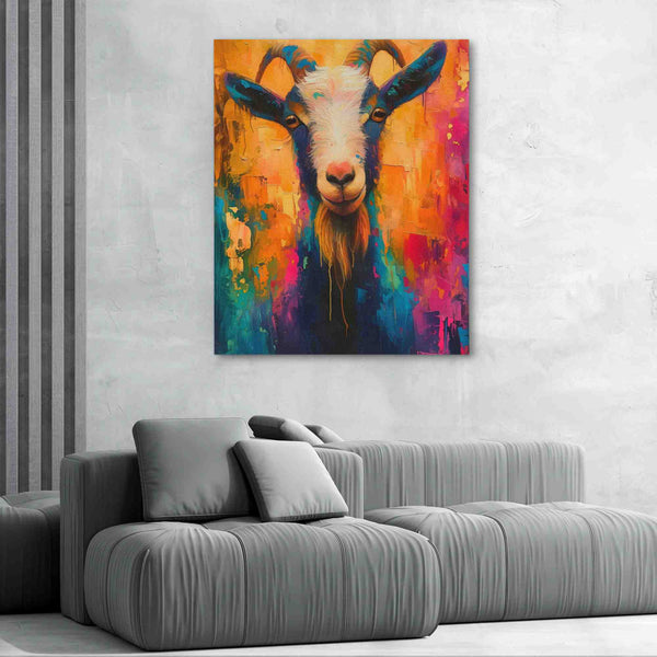 Rainbow Goat in a room