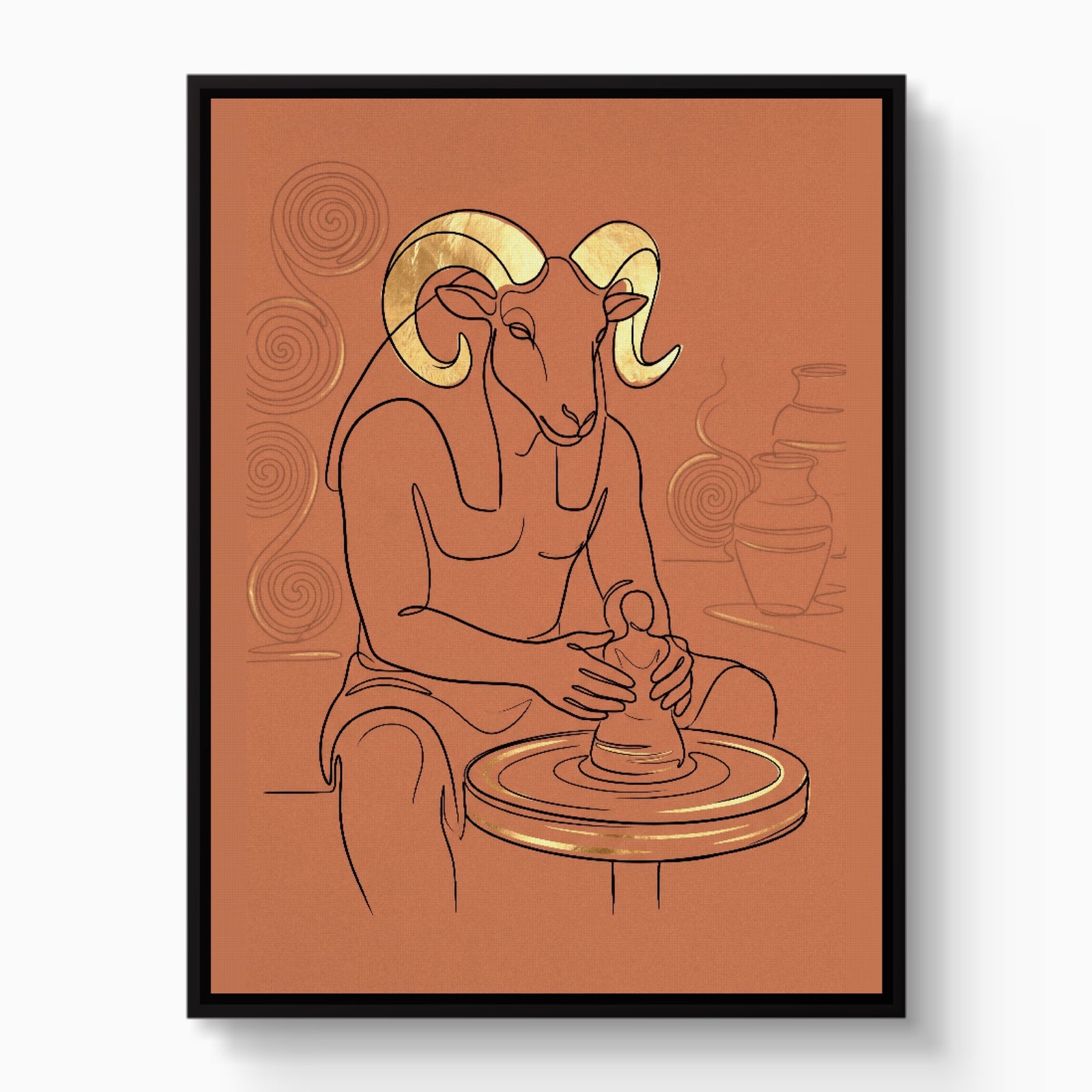 Ram Golden Potter — ram golden potter white studio framed black