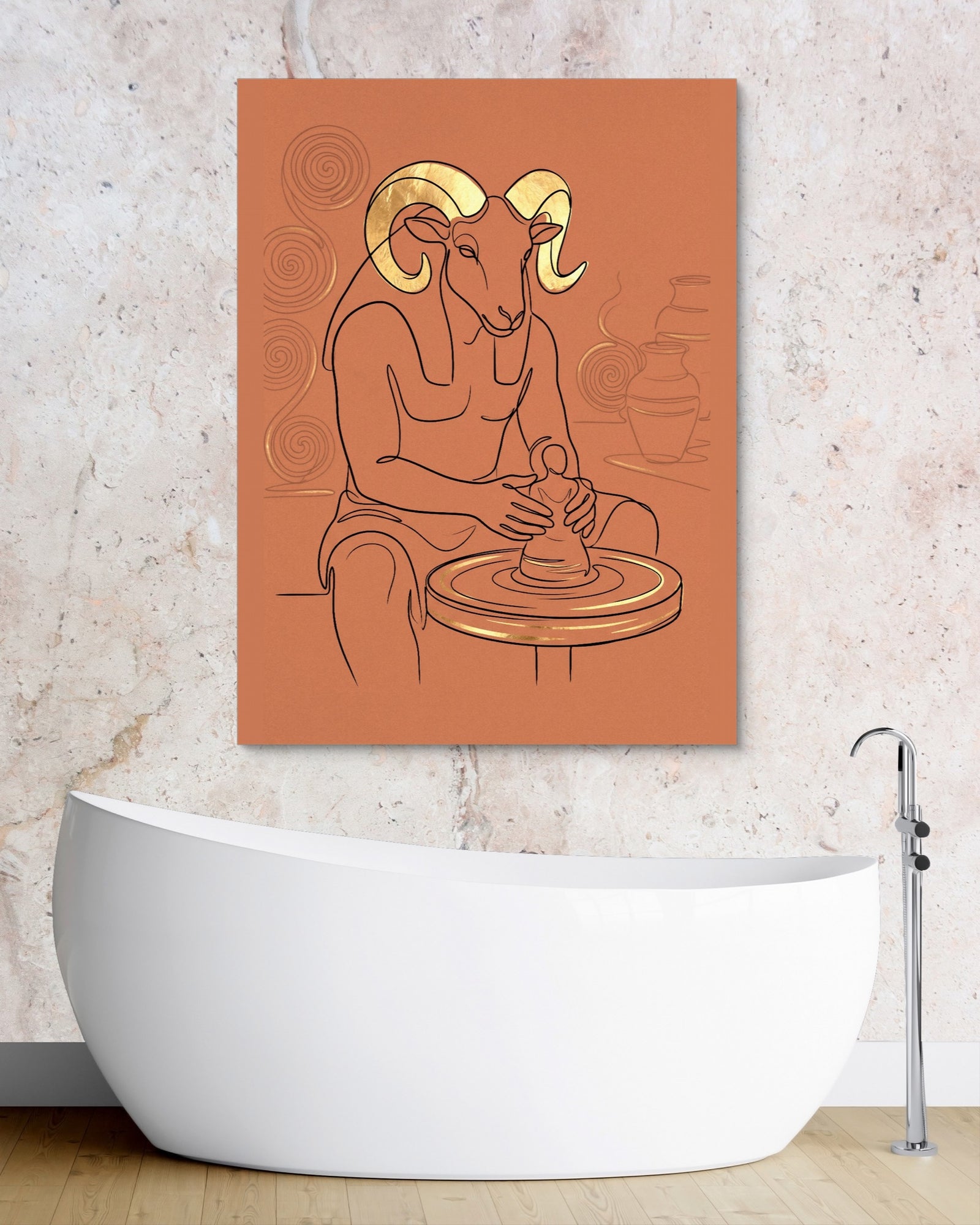 Ram Golden Potter — ram golden potter white studio framed black