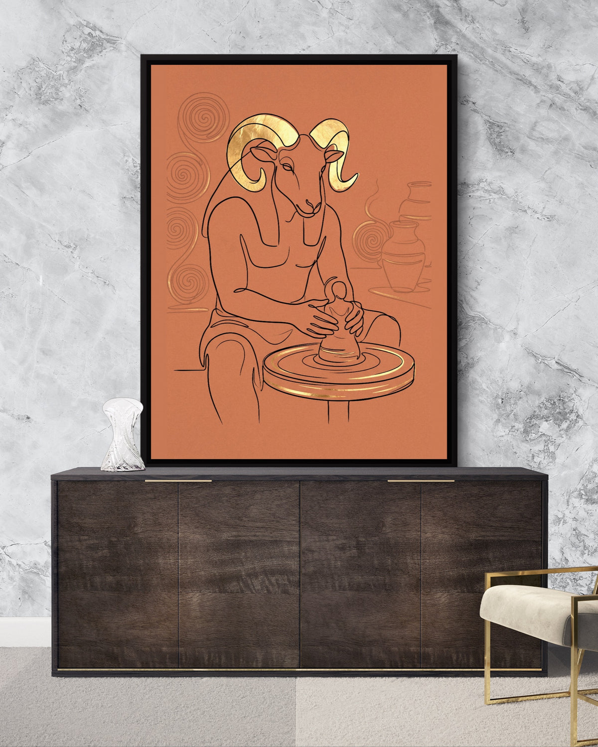 Ram Golden Potter — ram golden potter psd marble lux console 1port framed black