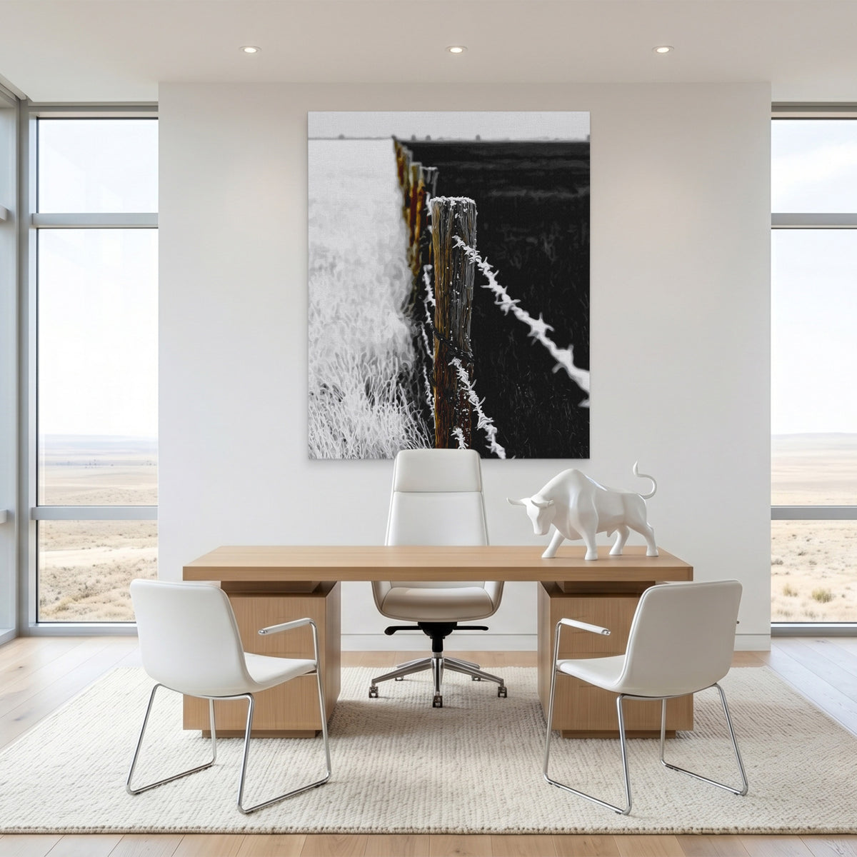 Ranch Fence Frosted — Ranch Fence Frosted White Bull Room Port 203