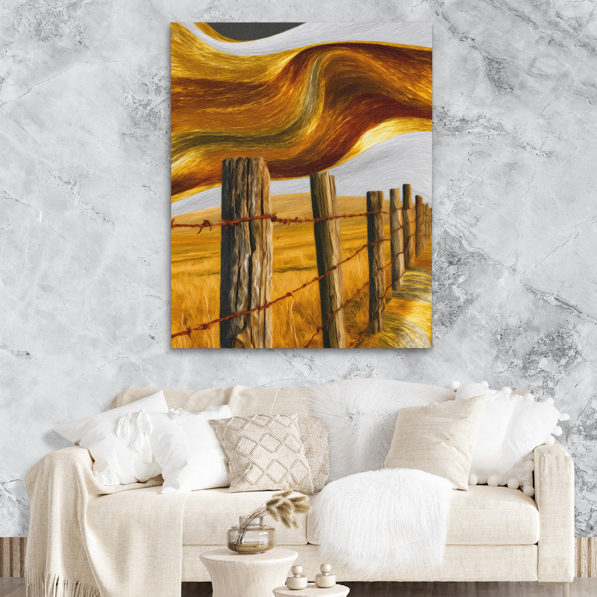 Ranch Fence Golden — Ranch Fence Golden Lux Couch Marble Walls 69