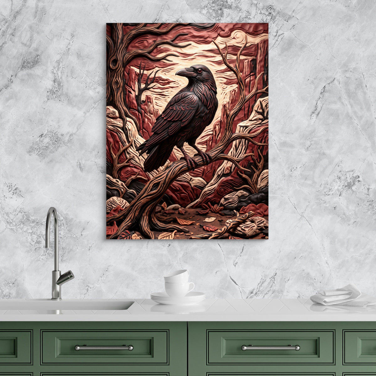 Raven Crimson Canyon - Luxury Wall Art