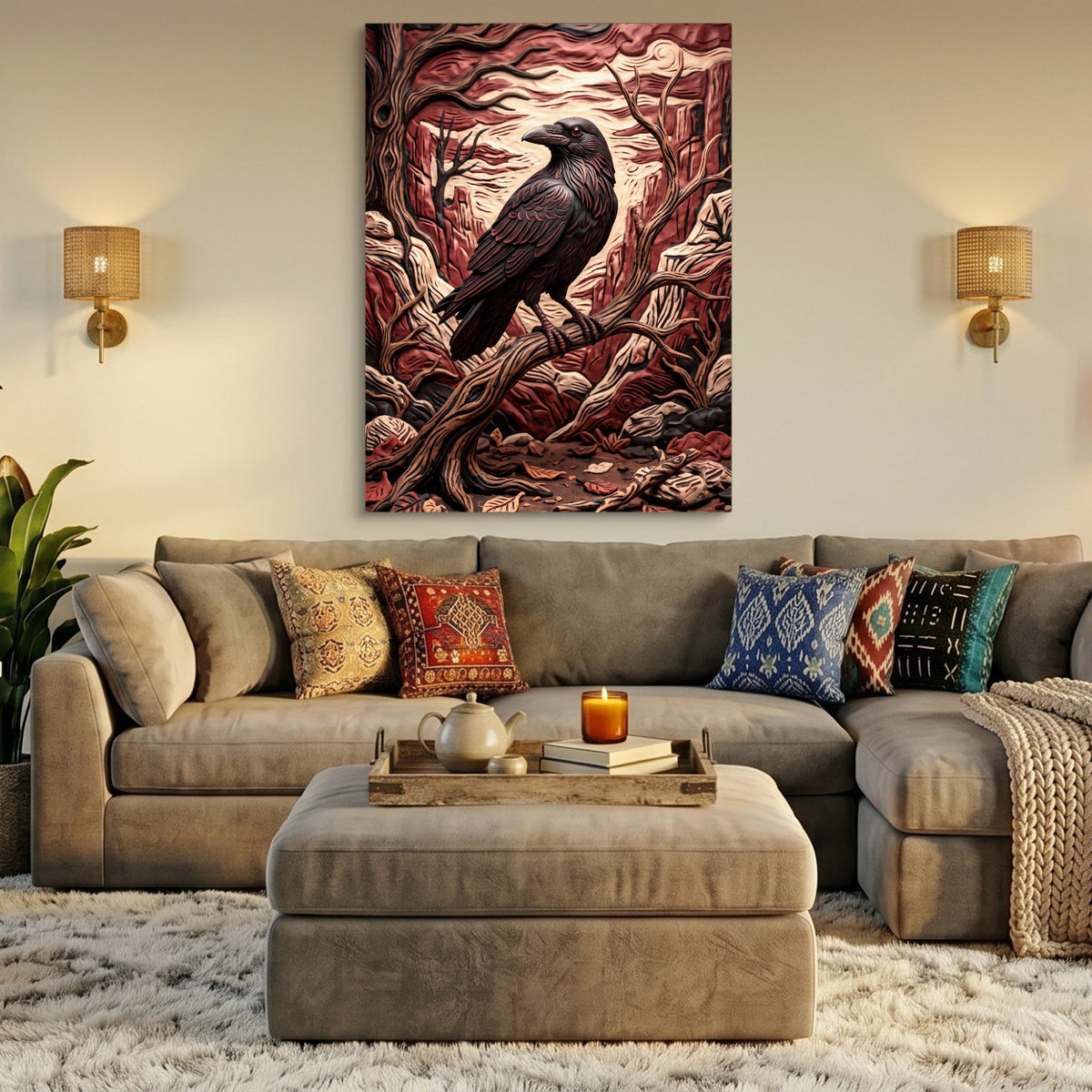 Raven Crimson Canyon - Luxury Wall Art
