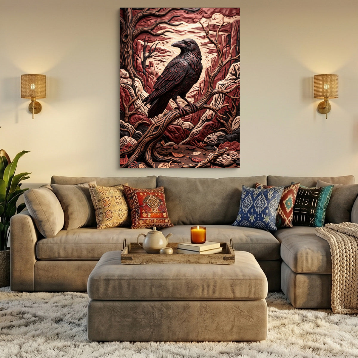 Raven Crimson Canyon — raven crimson canyon sq az livingroom 1port flush print