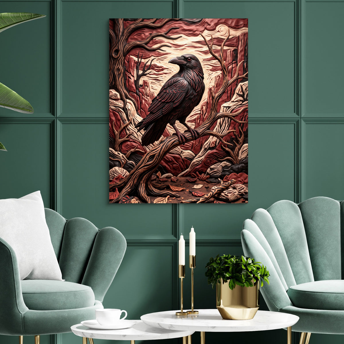 Raven Crimson Canyon — raven crimson canyon sq green luxury rom 1port flush print