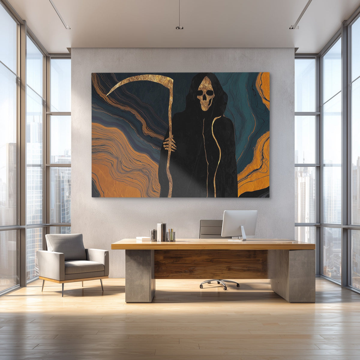 Reaper's Golden Harvest - Luxury Wall Art