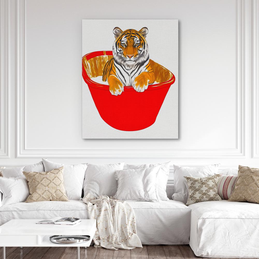 Red Bath Tiger - Luxury Wall Art