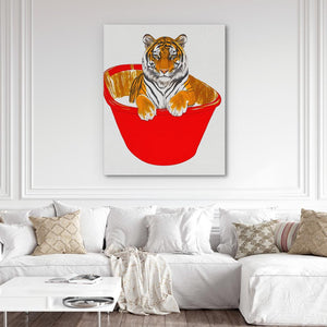 Red Bath Tiger - Luxury Wall Art