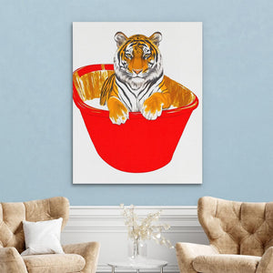Red Bath Tiger - Luxury Wall Art