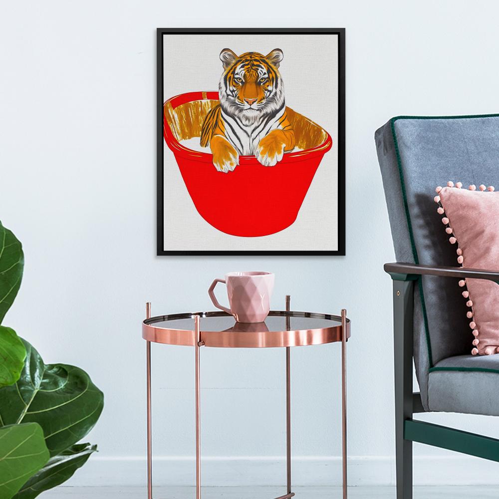 Red Bath Tiger - Luxury Wall Art