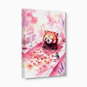 Red Panda's Spa Day — red panda's spa day angled flush print