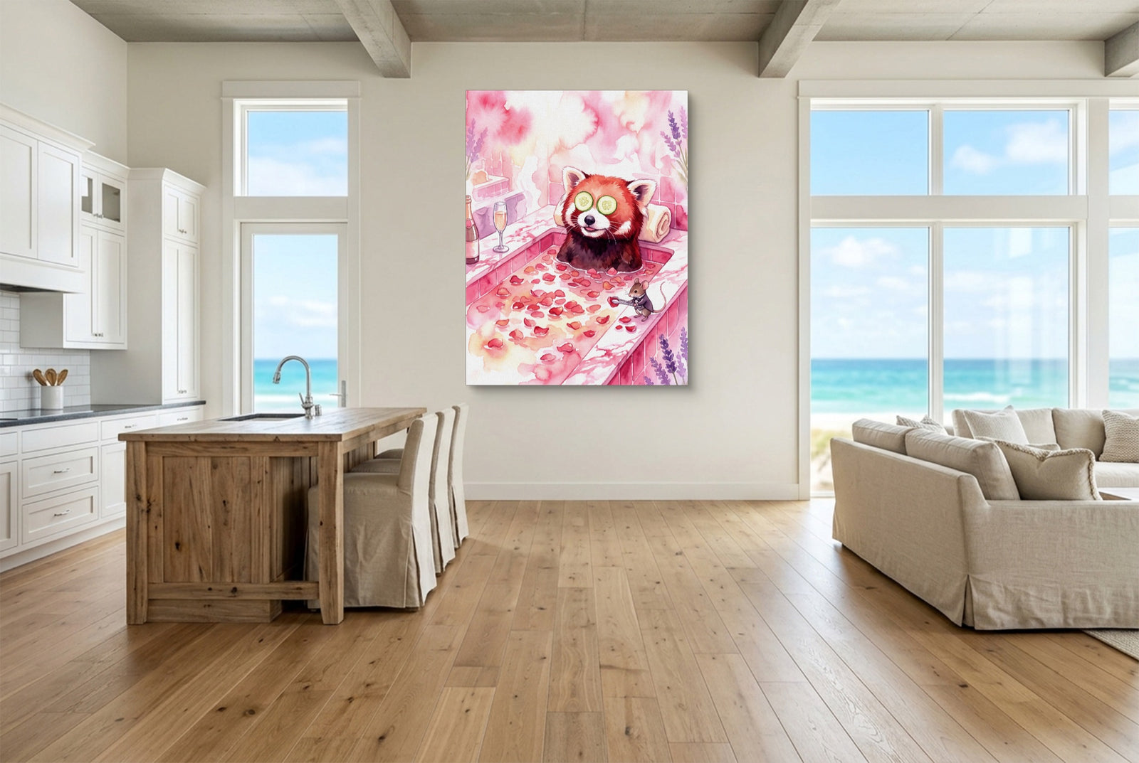 Red Panda's Spa Day — red panda's spa day white studio framed black