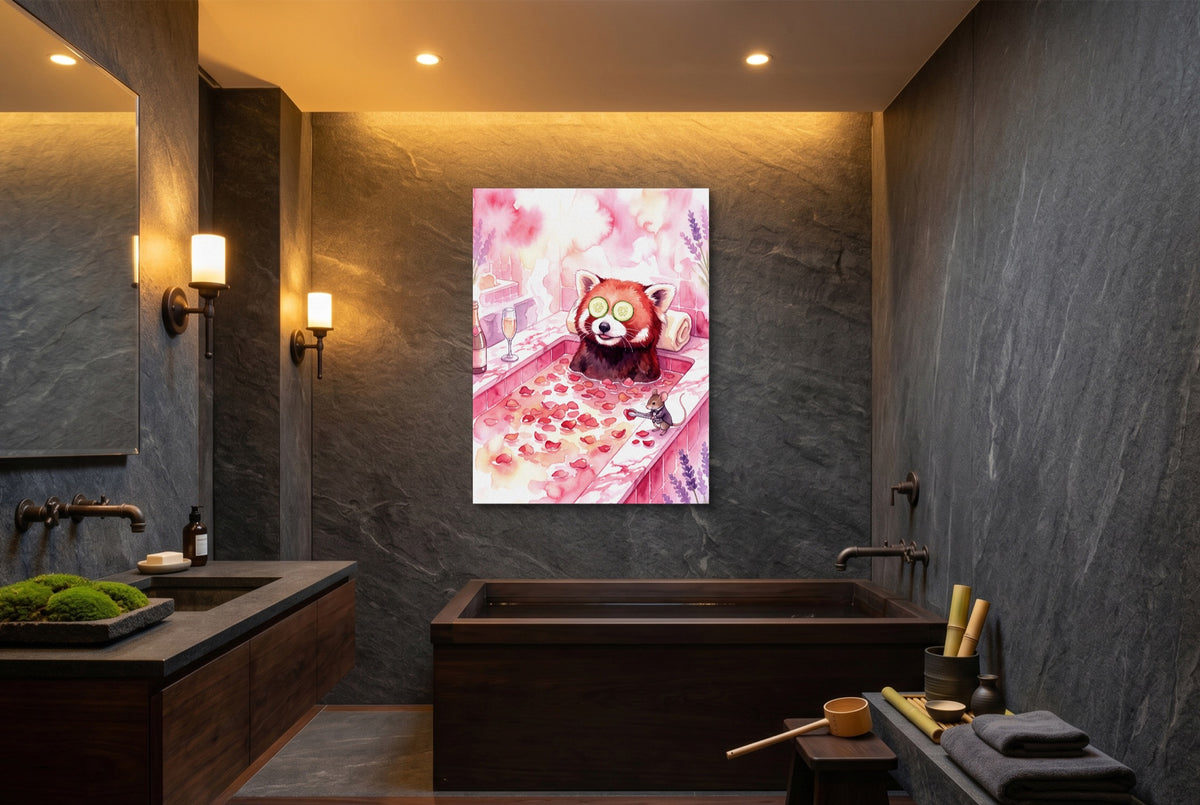 Red Panda's Spa Day — red panda's spa day luxury bathroom interior 1port flush print