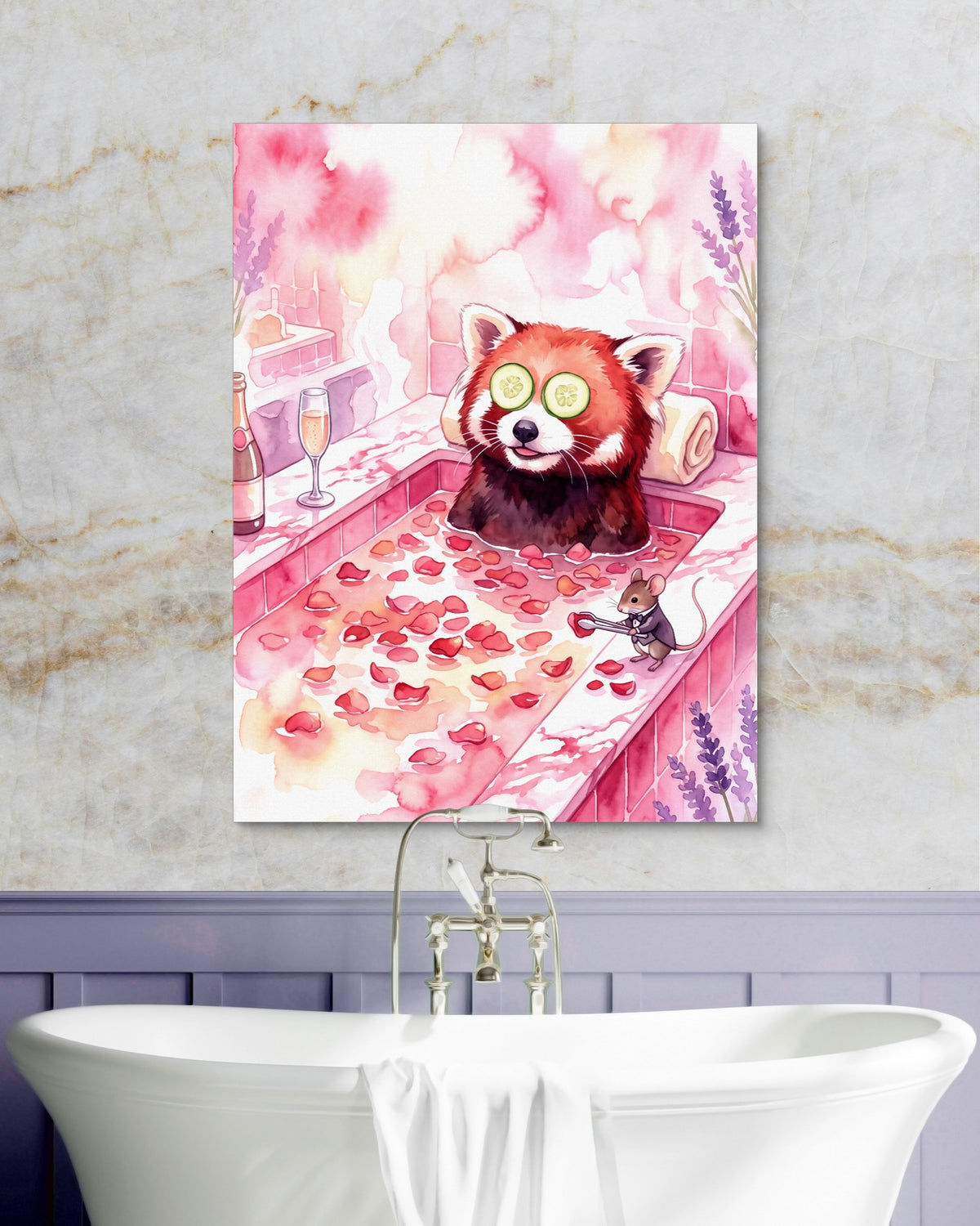 Red Panda's Spa Day — red panda's spa day psd marble purple bath 1port flush print