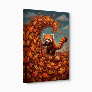 Red Panda Surfs Autumn — red panda surfs autumn angled flush print