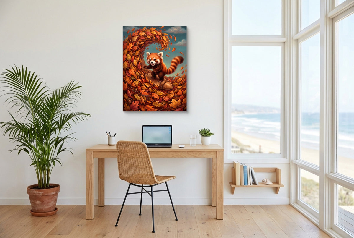 Red Panda Surfs Autumn — red panda surfs autumn office space with desk chair 1port flush print