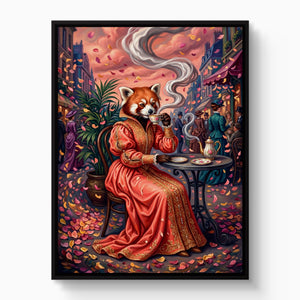 Red Panda Tea Time — red panda tea time white studio framed black