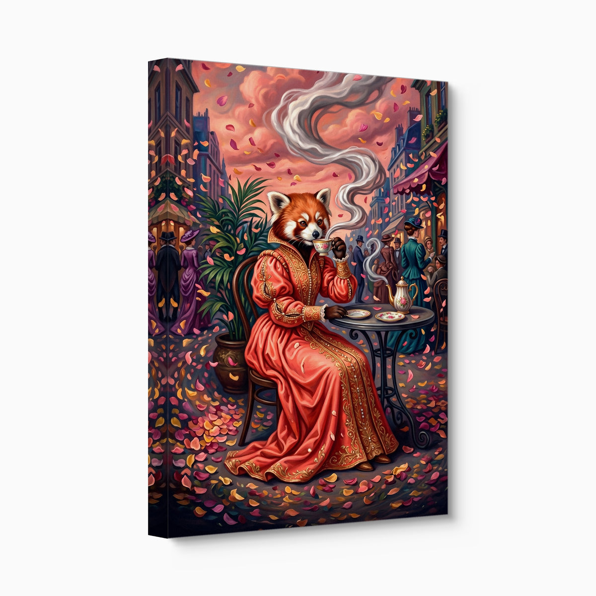 Red Panda Tea Time — red panda tea time angled flush print