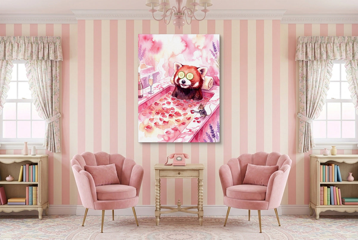 Red Panda's Spa Day - Luxury Wall Art