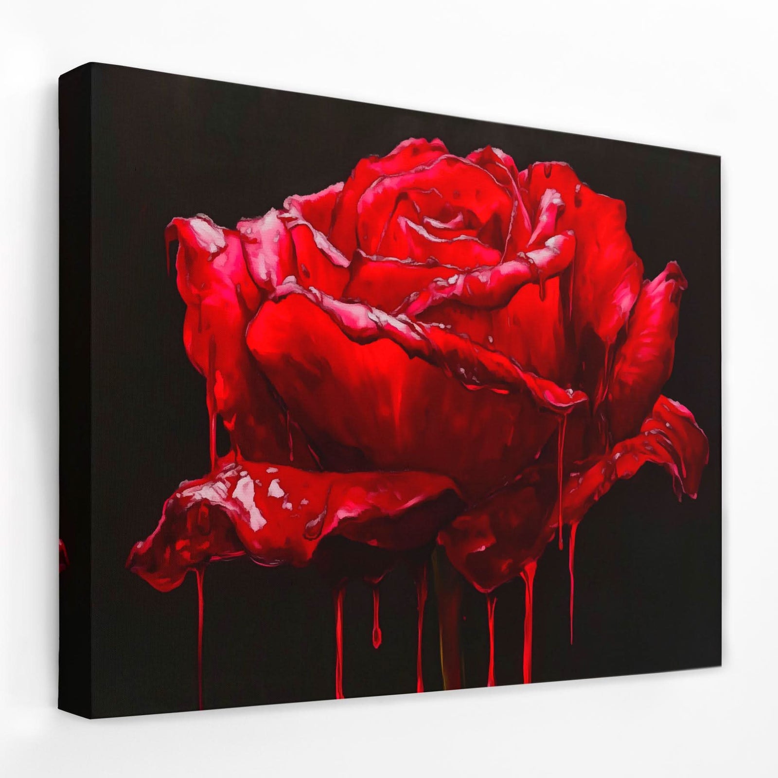 Red Rose Dripping - Dark Academia Canvas Wall Art