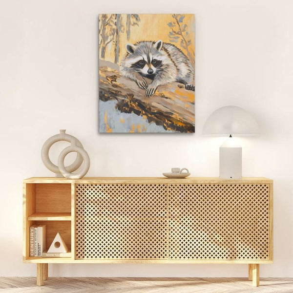 Resting Raccoon in a room