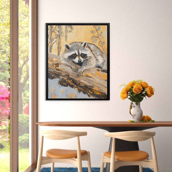 Resting Raccoon in a room